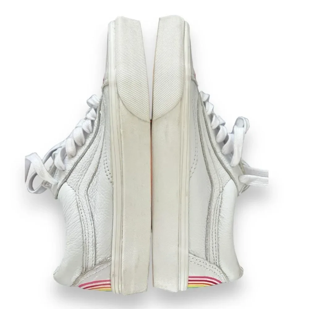 Vans x Flour Shop Old Skool Skate Sneakers Rainbow Pride Low Top White Size 5.5